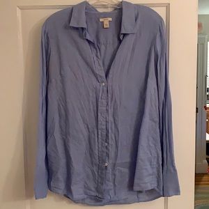 J. Crew blue linen blouse size 8. Excellent!